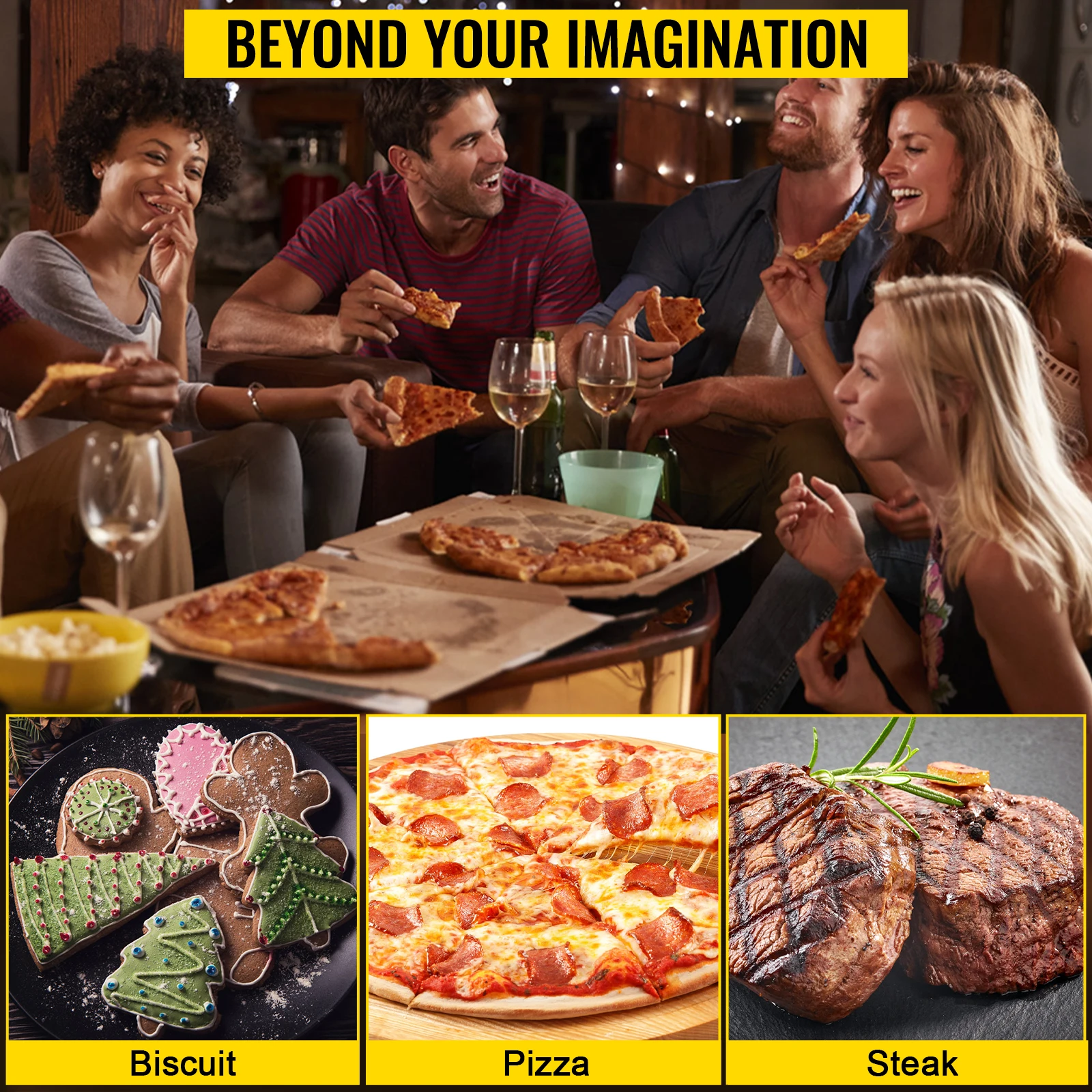 VEVOR Pizza Plate Solid Baking Steel Pan High-Performance Material Surface Non-Stick Convenient for Grill Cooking Home