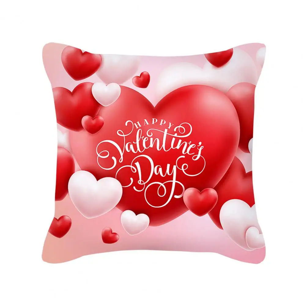 Pillowcase Wrinkle Free Polyester Peach Skin Pillow Slipcover Heart Shape Printed Throw Pillow Case