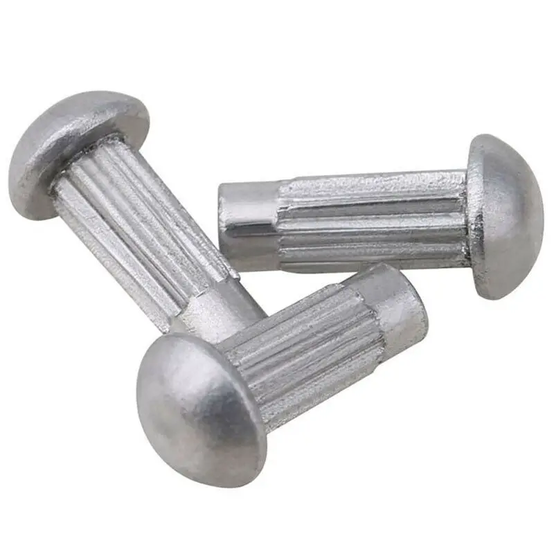100Pcs Aluminum Knurled Sign Rivets Round Pan Head Solid Spiral Rivets For Machinery M2 M2.5 M3