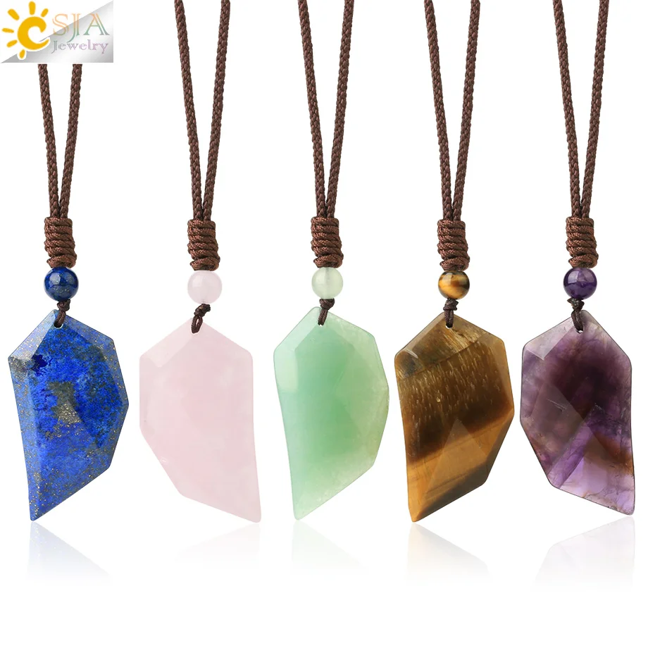 CSJA – collier ailes d'ange en cristal naturel, pendentif en pierre Lapis Lazuli, Quartz violet rose, bijoux oeil de tigre, corde réglable G658