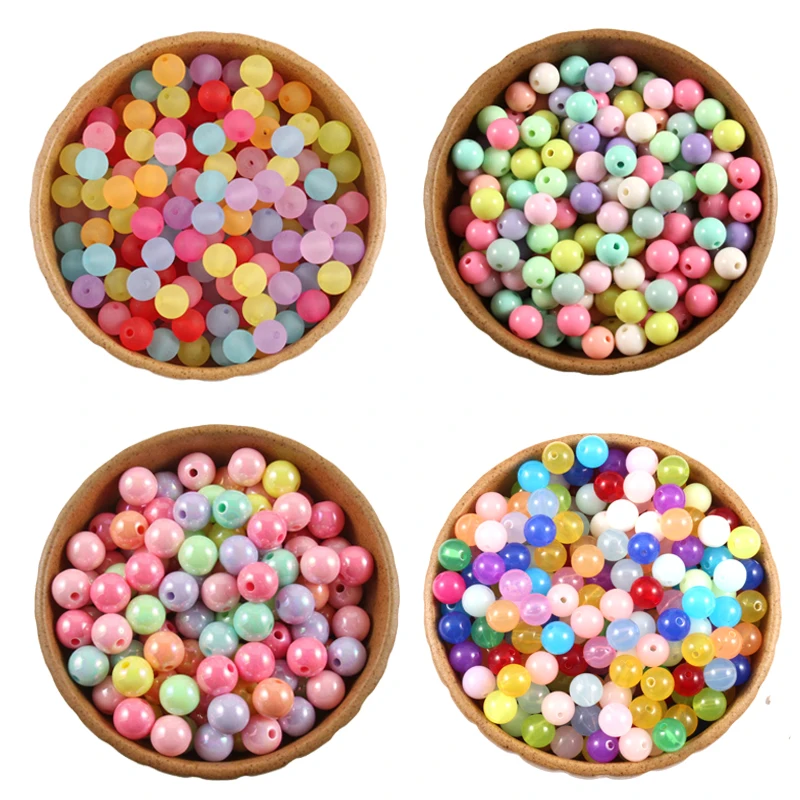 4 6 8 10 12mm Mixed Color Acrylic Round Loose Beads for Needlework Jewelry Making Diy Bracelet Necklace Accessories Wholesale