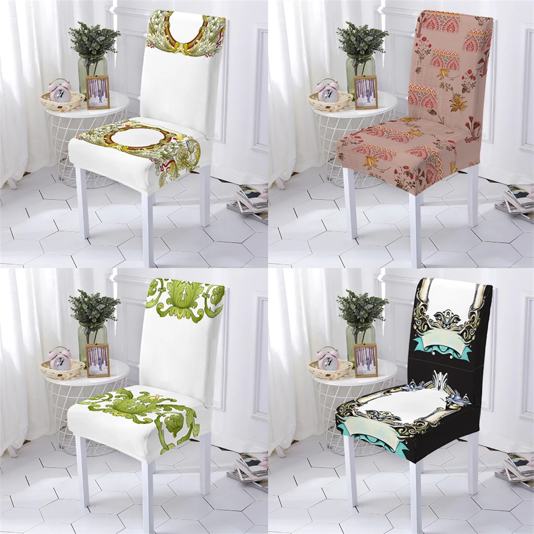 

European Plant Style Kitchen Chair Covers Computer Chair Cover Flowers Printing Sofas And Chairs Covers For Wedding Stuhlbezug