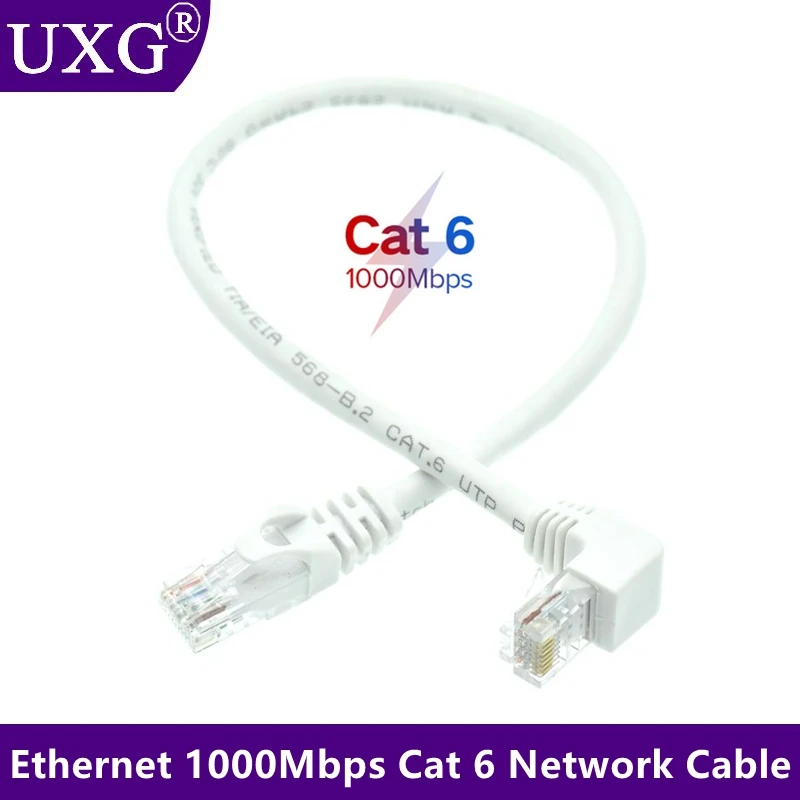 90 stopni kątowy łokieć RJ45 CAT6 8pin UTP boczny kątowy L kształt RJ45 Patch przewód kształt kabel Ethernet Lan krótki kabel Gigabit