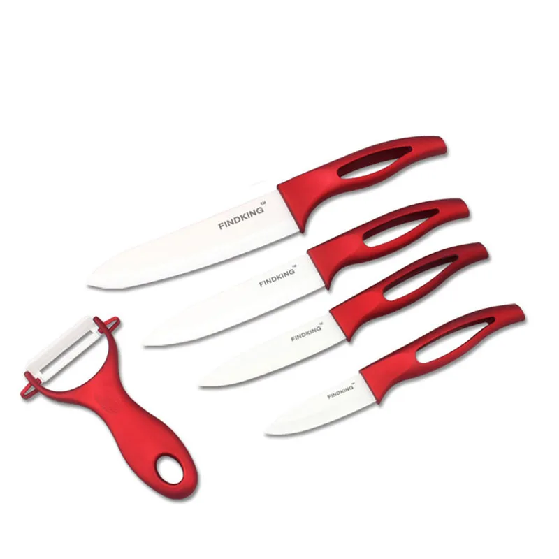 Home ceramic knife set red handle white blade 3”4”5”kitchen knives high sharp and knife holder kitchenware tools beautiful gift