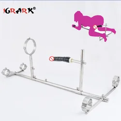 Sex Toy Screw Lock Stainless Steel Bondage Frame Dog Slaves BDSM Devices Set Handcuffs Wrist Cuffs Fetters Anklet Collar Dildo