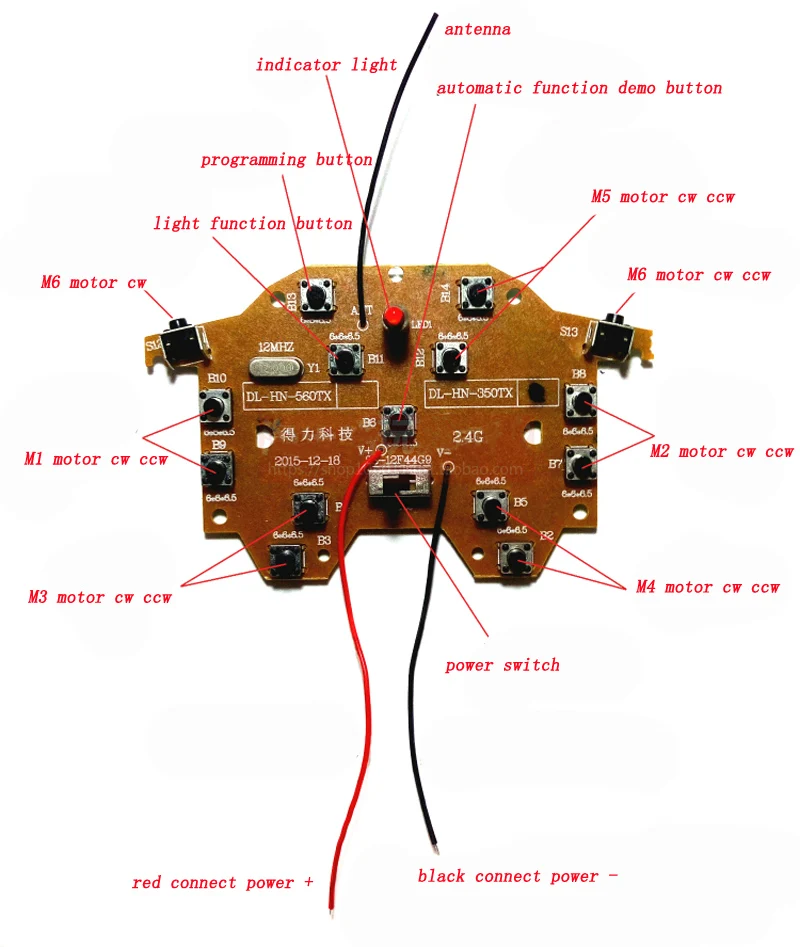 15CH 2.4G Radio Receiver Parts DC 3V Transmitter 3.6-8.4V Receiver Board for Huina 350/550 50m Wireless Remote Control Diy parts