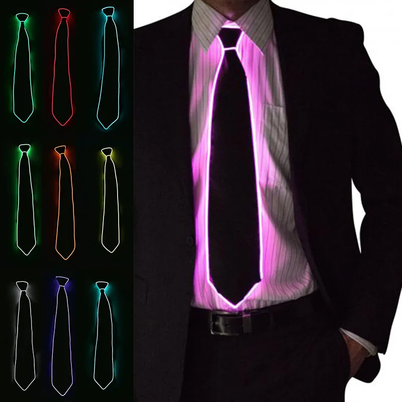 Corbata de moda Para hombre, corbatas Led Para fiesta, Club, espectáculo, accesorios, corbatas Para hombre, novedad