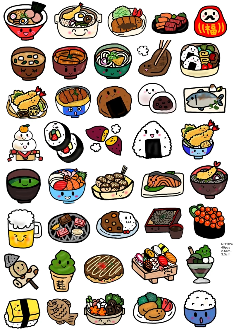 40pcs Creative cute self-made Japan food tasty stickers scrapbooking aper Stickers Diary Decor DIY Scrapbooking Sticker