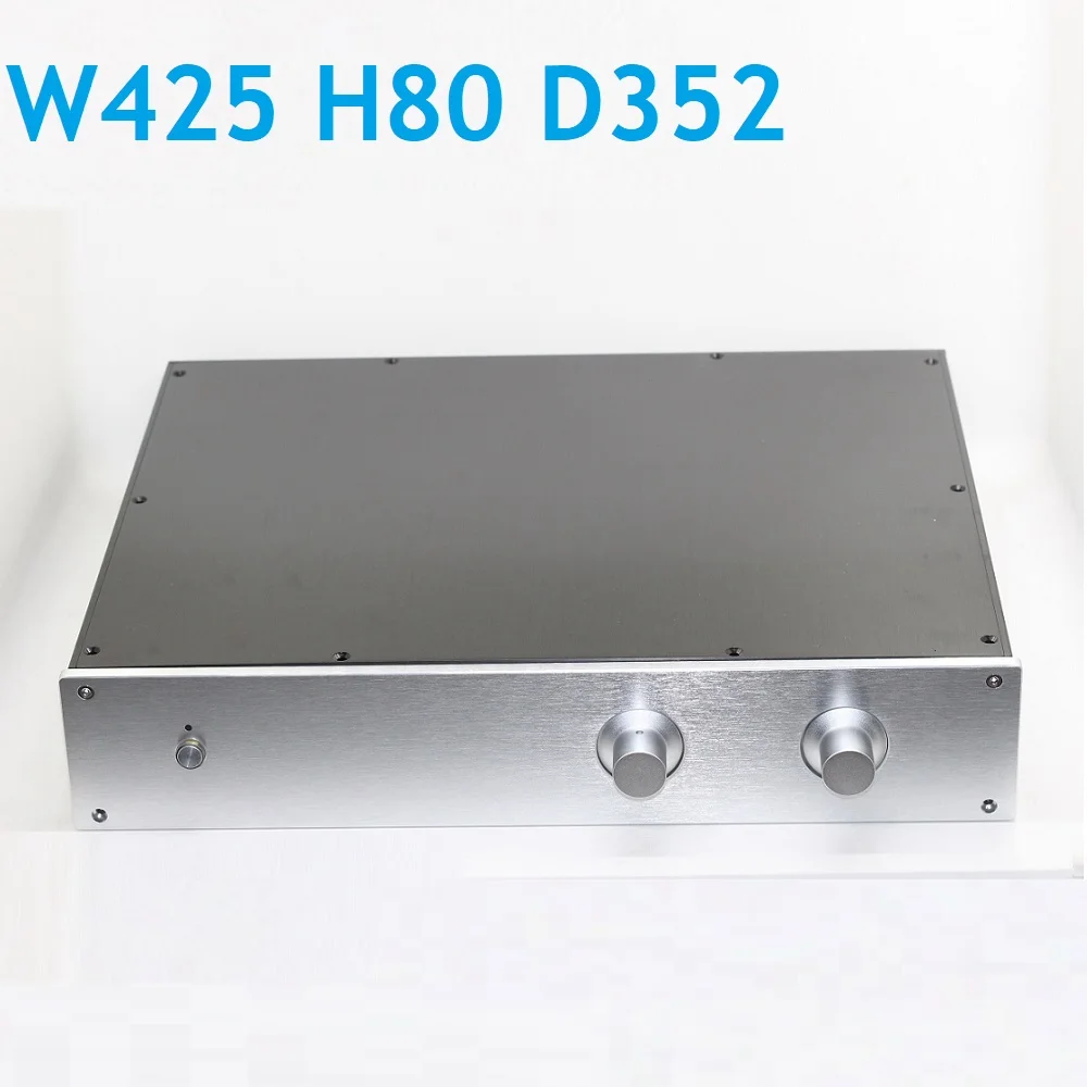 

D352 W425 H80 Power Box Chassis DIY Anodizing Aluminum Rear Amplifier Tube Case PSU Headphone Enclosure DAC Decoder Cabinet RAC