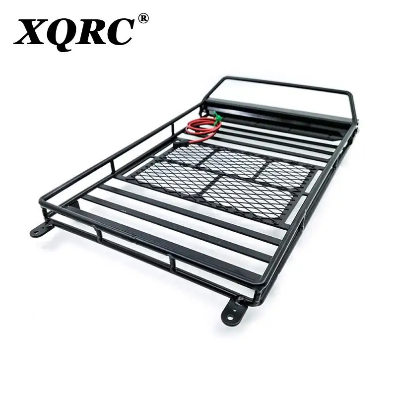 XQRC Metal Roof Rack Luggage Carrier with 36 LED Spotlight bar For 1/10 RC Car Trx4 RC4WD Cherokee Wrangler Axial Scx10