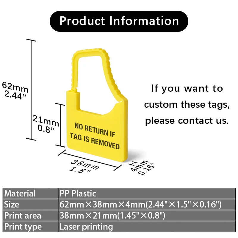 100Pcs Plastic Security Label Personalized Void Tag No Return If Tag is Removed Label Marker for Clothing Shoes Bag Logistics