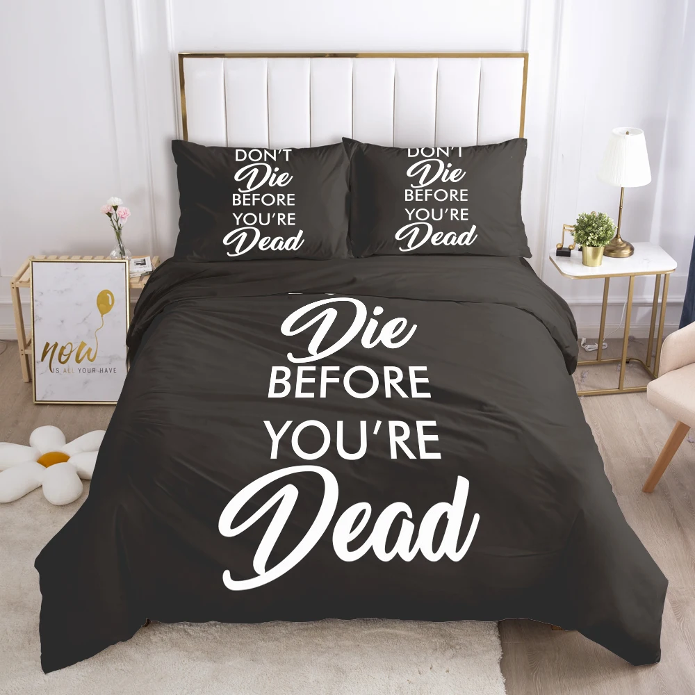 3D Bedding Set Black Letter Double Duvet Cover Set 2-3PCS Blanket Case  Pillowcases Nordic Bedclothes Customize any size design