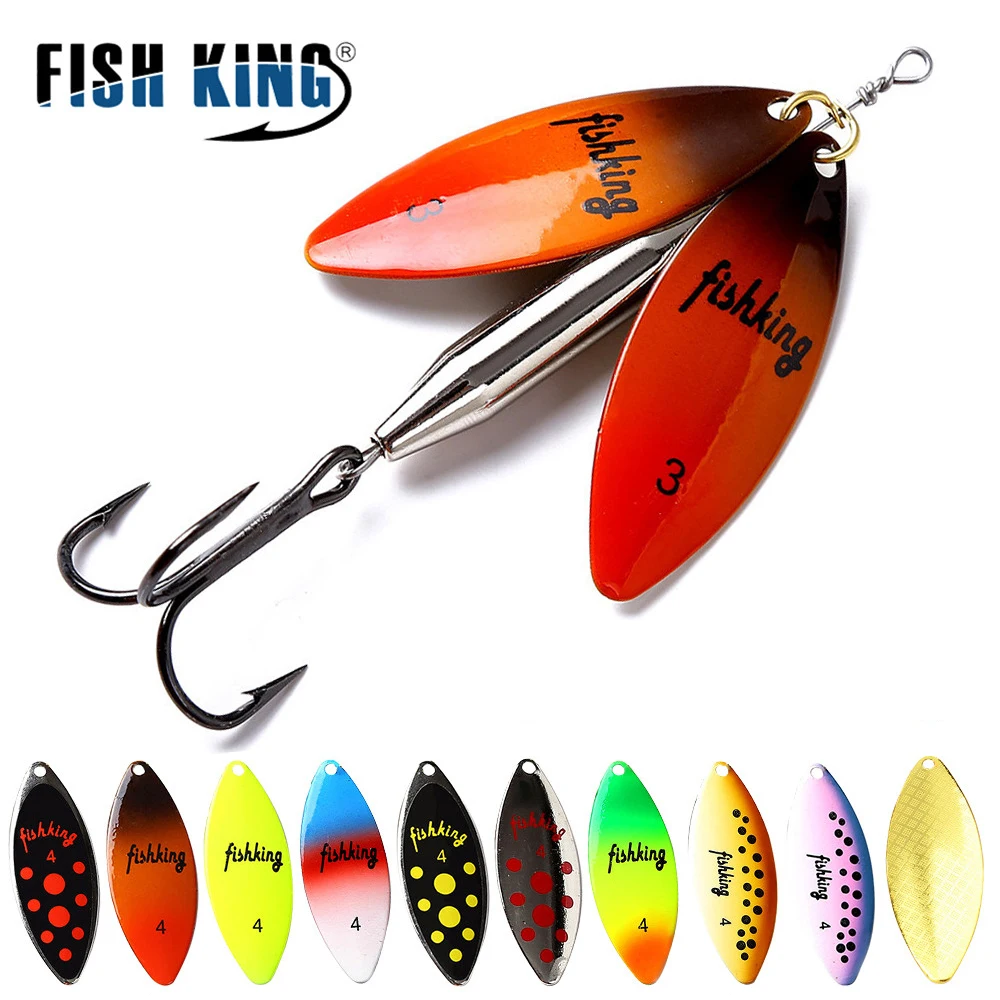 FISH KING Brass Material Long Cast Double Piece 10 Color With Treble Hook Fishing Lure