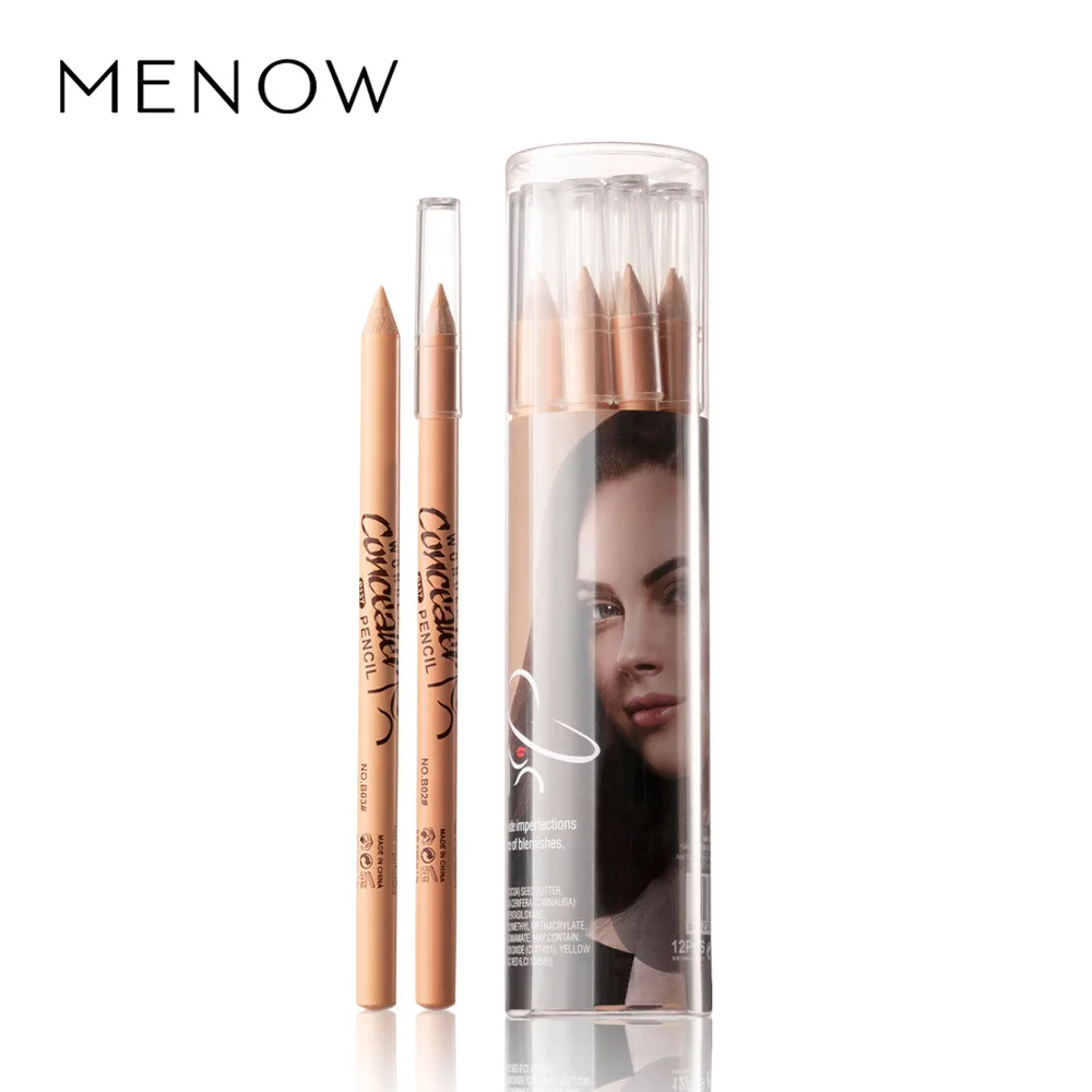 Menow-Lápiz corrector de varilla de madera P137 para mujer, cubierta de lápiz de 12 cicatrices de Color, productos de maquillaje de alto brillo, regalo cosmético, gran oferta