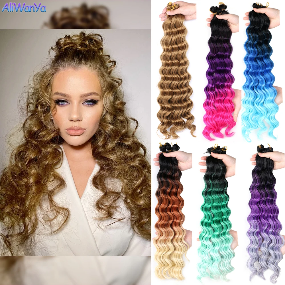 

Soft Water Wave Twist Crochet Hair Synthetic Braid Hair Ombre Afro Curls 22Inch Zizi Deep Wave Braiding Hair Extension For Women