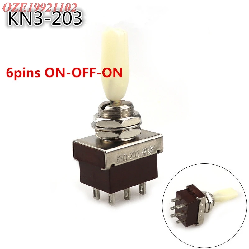 

5pcs AC 220V 3A 6 Pin ON/OFF/ON DPDT Flat Handle Mini Toggle Switches 12mm Mounting