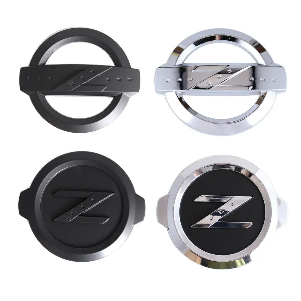 2x Black Silver Z Logo Front Hood Emblem Badge Sticker for Fairlady 370Z 350Z Car Accessories