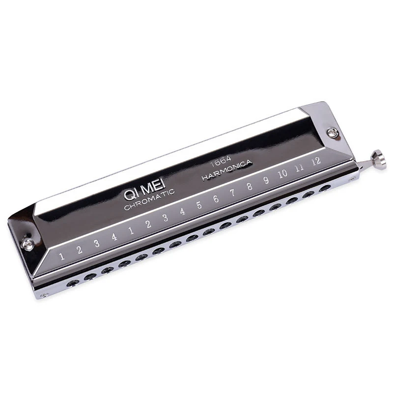 Qimei Harmonica 16 Holes 64 Tones Mouth Organ Instrumentos Key C Professional Chromatic Harp Musical Instruments Recital Grade