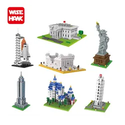 WiseHawk New Arrival World Famous Architecture Mini Block Statue Of Liberty Plastic Construction Micro Brick Educational Kid Toy
