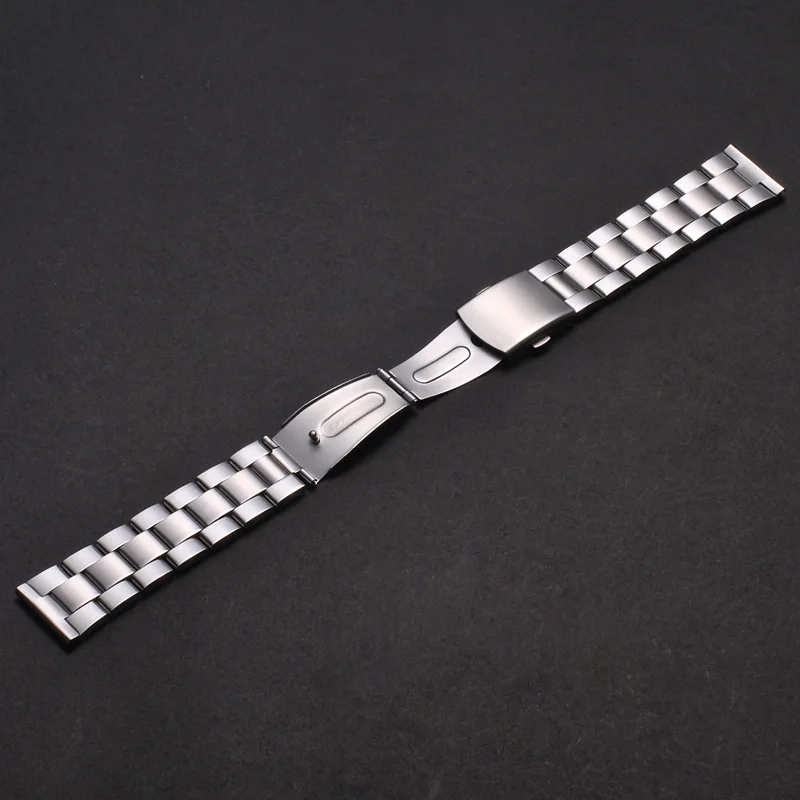 Bracelet de montre en acier inoxydable pour hommes et femmes, fermoirs papillon, or, argent, 18mm, 20mm, 22mm