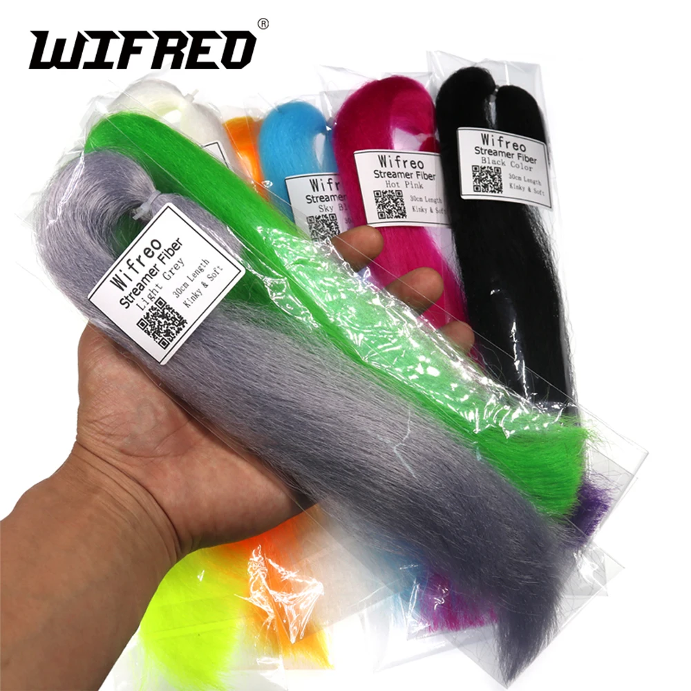 

Wifreo 6 Packs Assorted Color Crimped Kinky Streamer Fiber Minnow Fiber Fly Tying Material for Saltwater Baitfish Pike Flies