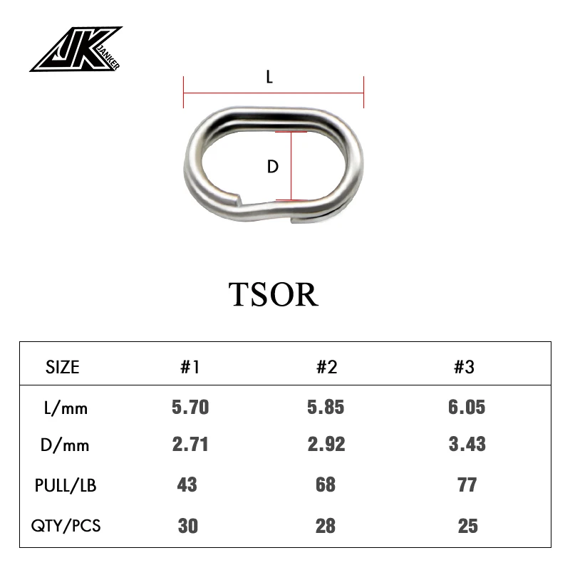 JK Fishing Rings Stainless Steel Split Rings High Quality Strengthen Solid Ring Lure Connecting Ring Fishing Accessories