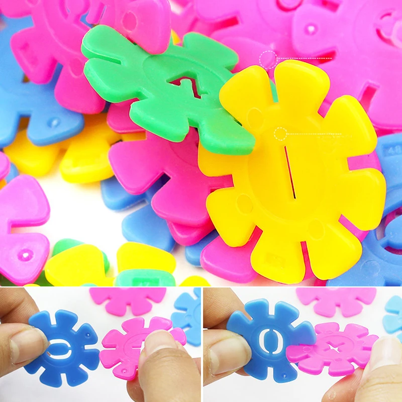 Early Education Children Puzzle Toy Kindergarten Plastic Snowflake Interconnecting Blocks Building And Construction Toys As Gift