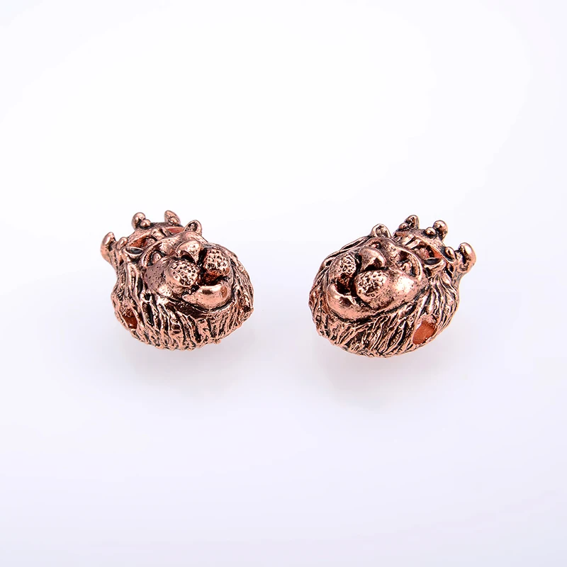 10PCS/ pack NEW Accessories King Crown Lion Head Spacer Beads Charm Beads Large Hole leo Beads Men's Jewelry making Findings