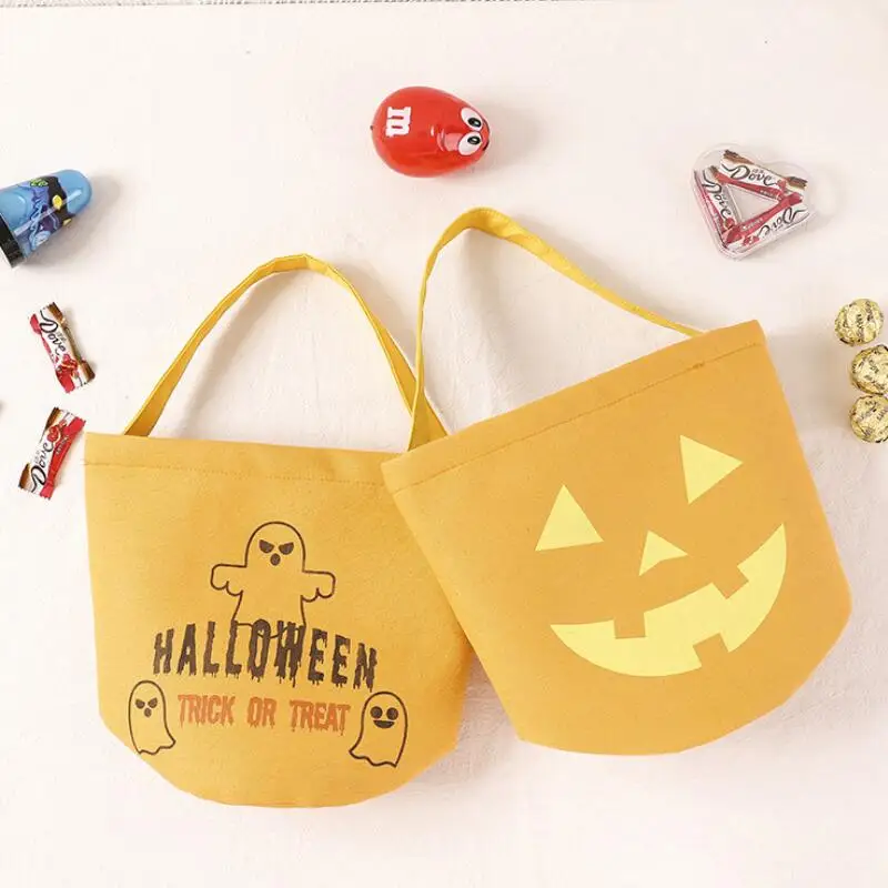 Festival Gift Decorations Halloween Candy Bucket Gift Wrap Kids Candy Collection Canvas Handbag LX8056