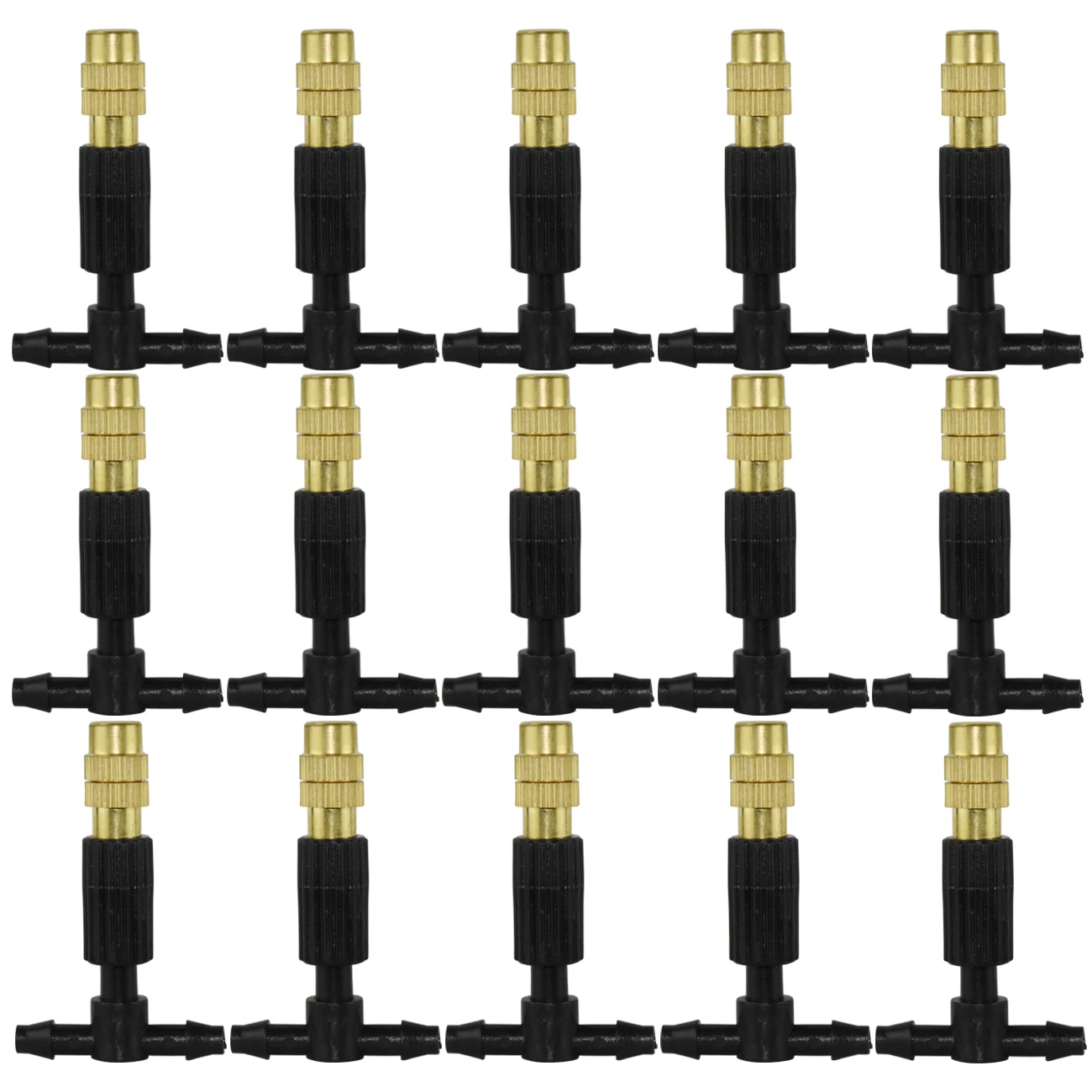 

SPRYCLE 15-200PCS Garden 1/4'' Brass Misting Cooling Nozzle w Barb Tee Connector 4/7mm Adjustable Copper Watering Spray Atomizer