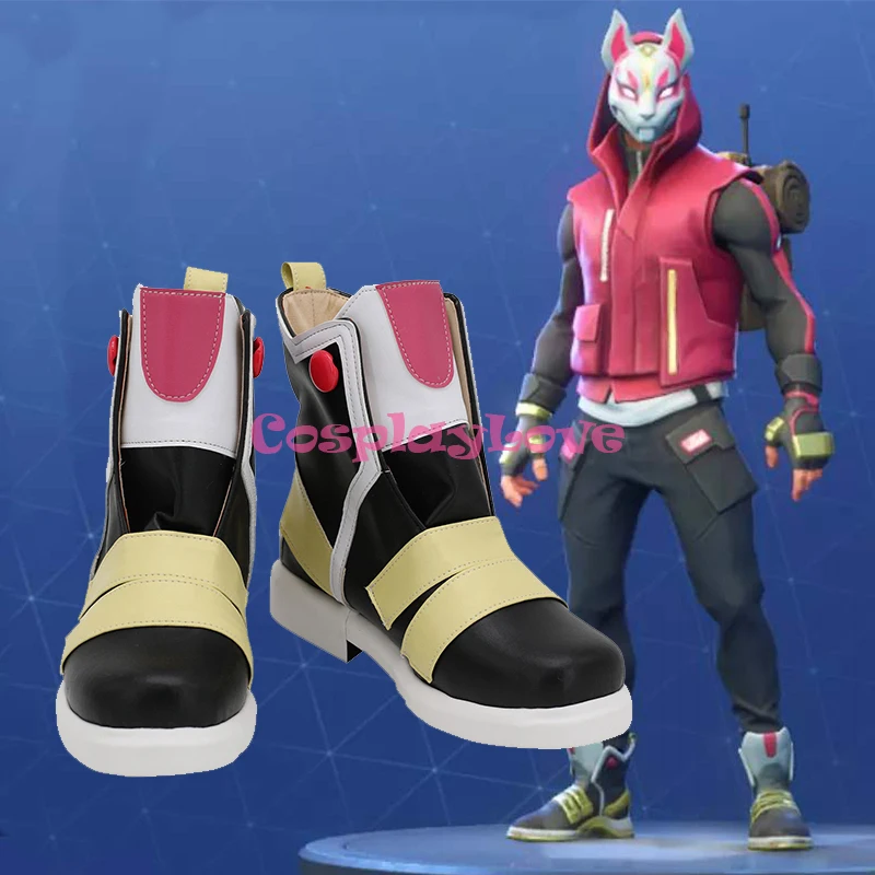 Game F Battle Royale Season 5 Drift Skins Tier 4 Black Cosplay Shoes Boots Leather Custom Made For Halloween Christmas