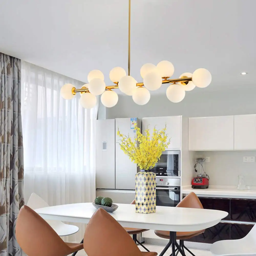 Post-Modern Chandelier 16 Round Glasses LED Ceiling Light Pendant, DNA Shape with G4 LED Bulbs