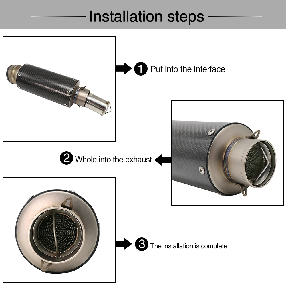 Alconstar- 51mm/60mm Inlet Motorcycle Exhaust Muffler Catalyst DB Killer Moveable DB Killer Silencer Noise Sound Eliminator Race