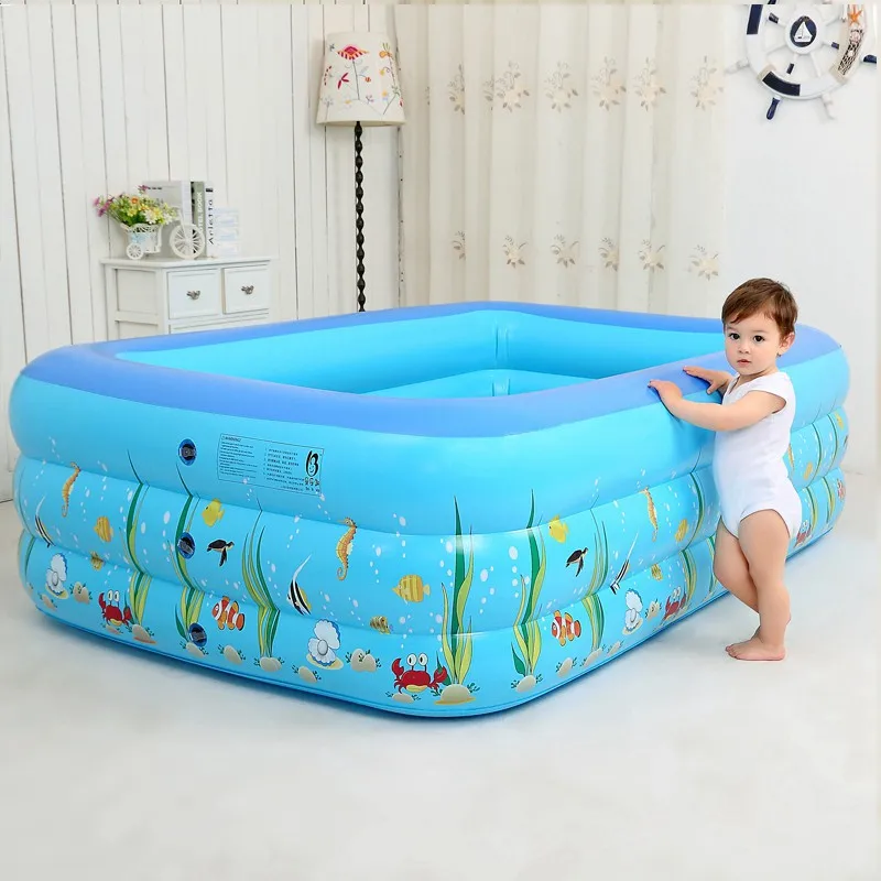 1.2-2.1M สาม Baby Inflatable การพิมพ์สระว่ายน้ำเป็นมิตรกับสิ่งแวดล้อม PVC เล่นสระว่ายน้ำสำหรับครอบครัวเด็ก