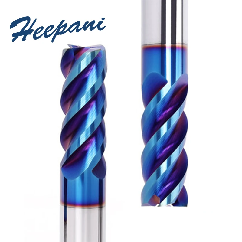 

Free shipping Tungsten Steel End Mills 1 - 16mm Nano Blue Coating HRC65 Flatten Carbide Milling Cutter Cutting Tools