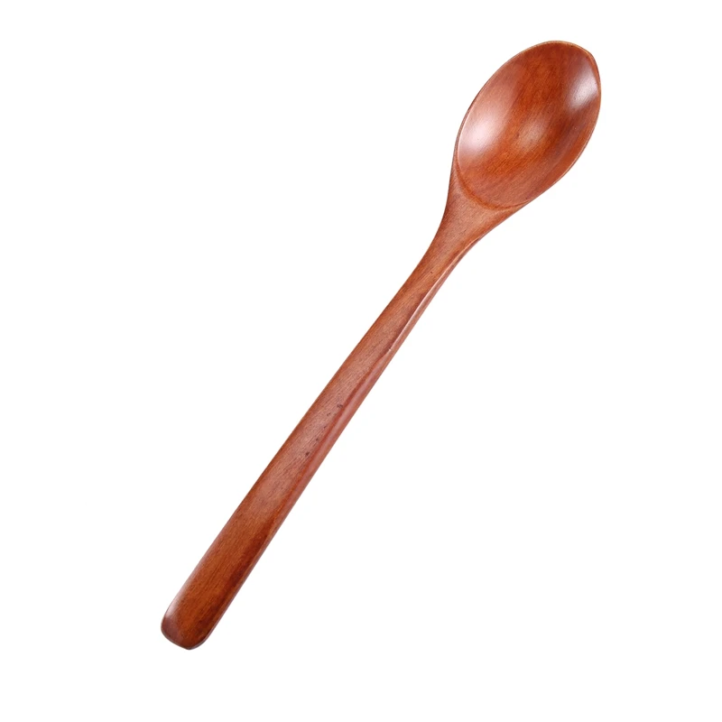Cucchiai di legno, 6 pezzi cucchiai da minestra di legno per mangiare mescolando, cucchiaio da cucina con manico lungo