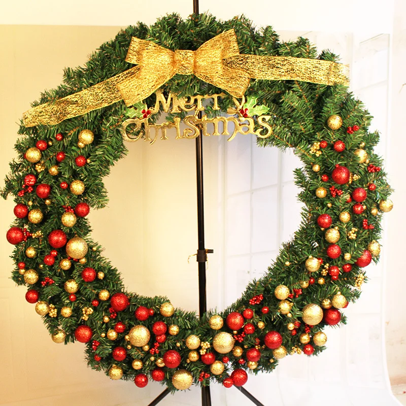 30cm/40cm Merry Christmas Wreath Gold Hanging Front Door Wall Xmas Garland Home Ornament Naviidad  Decorations Tree Wreath