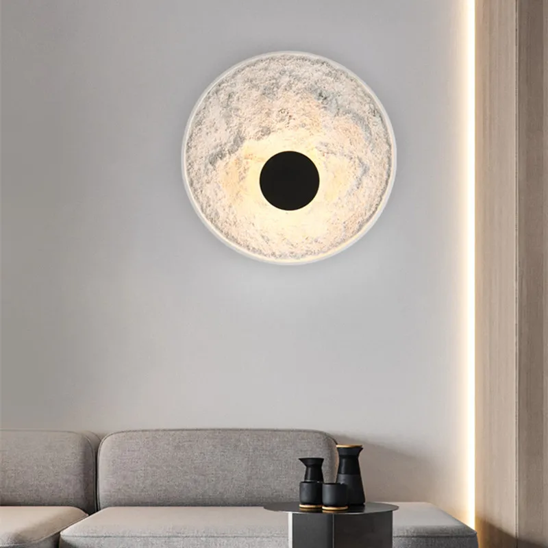 

Nordic retro wall lamps Loft Art Circle resin lamp for dining room Bedroom Bedside Cafe Decoration Led black and white wall lamp