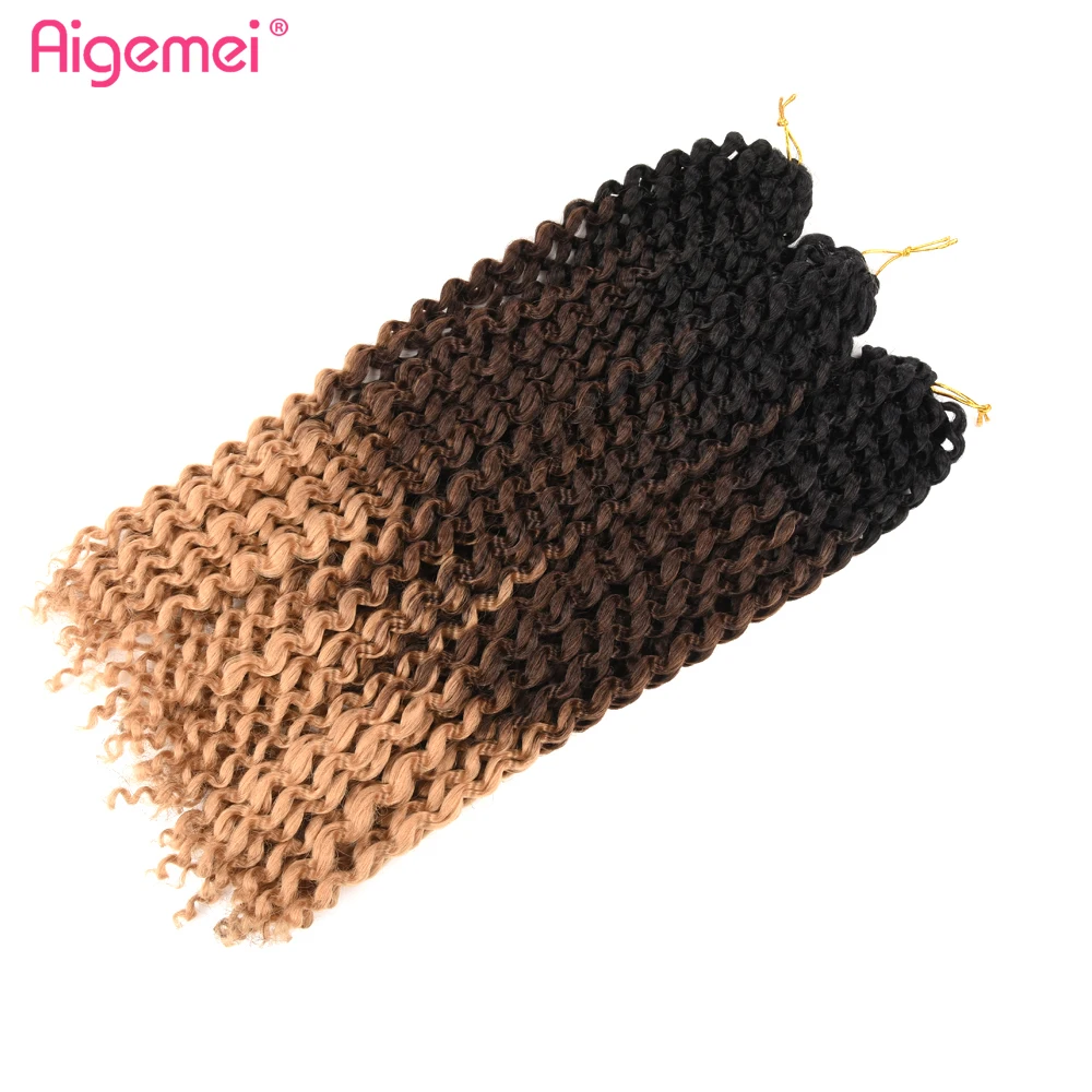 Aigemei Three Tone Passion Twist Hair Extension Kinky Curly 18Inch Ombre Synthetic Crochet Braid for Black Women 22strands/pack