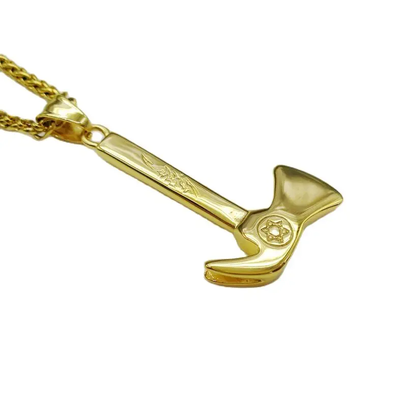 

New Axe necklace 316L Stainless steel David star axe pendant necklace Star hatchet axe fashion necklace for men CARA0493