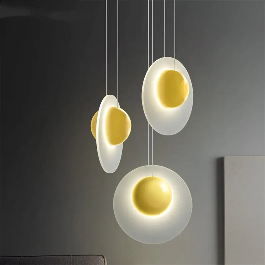 Nordic round yellow planet pendant lights children's room bedroom dining room light table pendant lamps modern bedside lighting