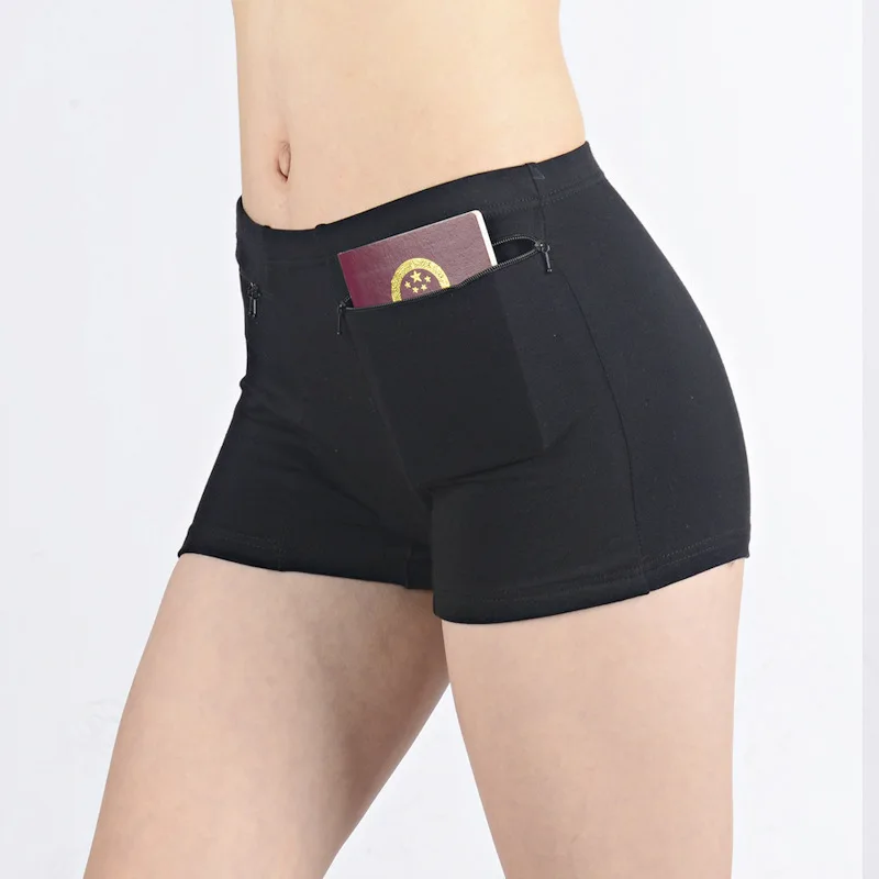 Plus Size Women Safety Short Pants Soft Boyshort Under Skirt Shorts With Zipper Pockets Breathable Theft-proof Female Underwear