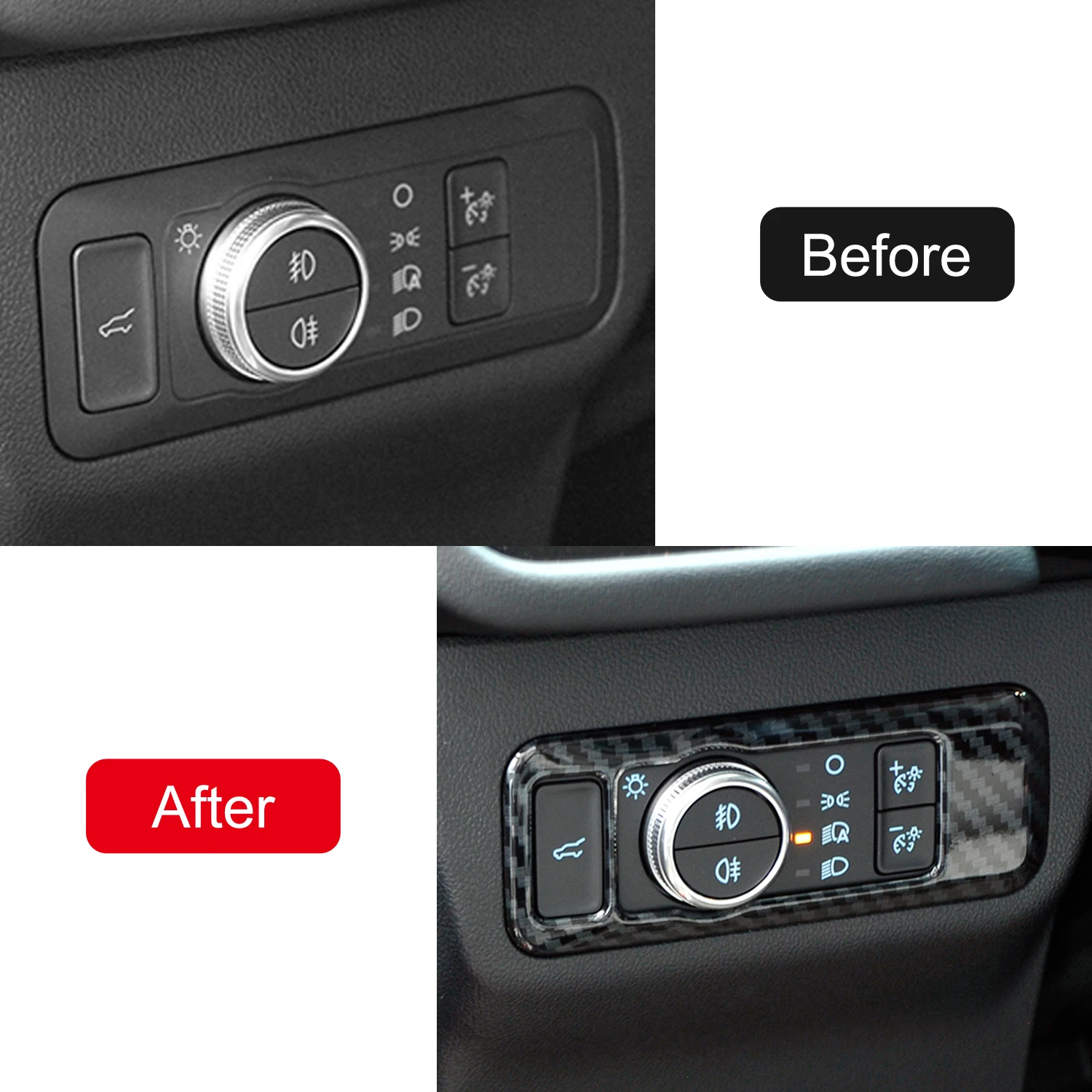 For Ford Bronco Sport / Mach E / Maverick 2022 2023 / Mustang 2024 ABS Plastic Interior Head Light Switch Cover Trim