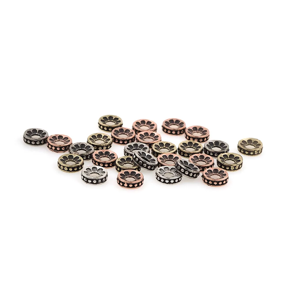 10pcs Antique Flat Round Spacer Beads, Beaded Accessories, DIY Jewelry Bracelet Necklace Production Supplies 7.2x2.2MM