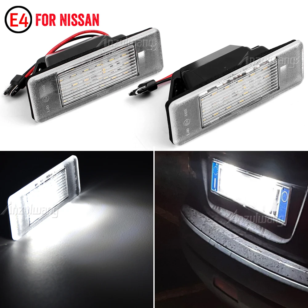 

2Pcs Car LED License Number Plate light Lamps For Nissan Juke F15 Micra K12 March K13 Kicks Note E11 Armada NV200 Rogue Qashqai