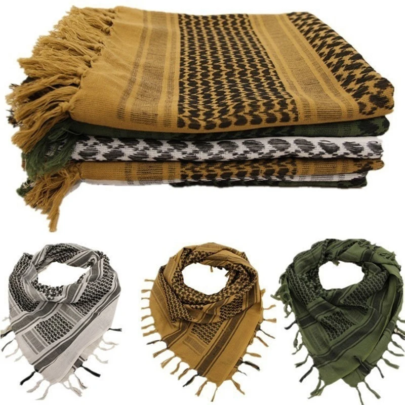 1pc Arabic Tactical Scarves Square Shawl Fishing Scarf Outdoor Sports Hiking Dust Windproof Military Desert Shemagh Keffiyeh