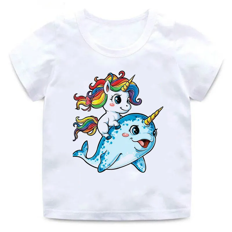 

Unicorn Mermaid Print Kids T Shirt for Boysgirls 2 To 12 Years Ballet Dancer Unicorn Donut Casual Cotton T-shirt BoyGirl Top Tee