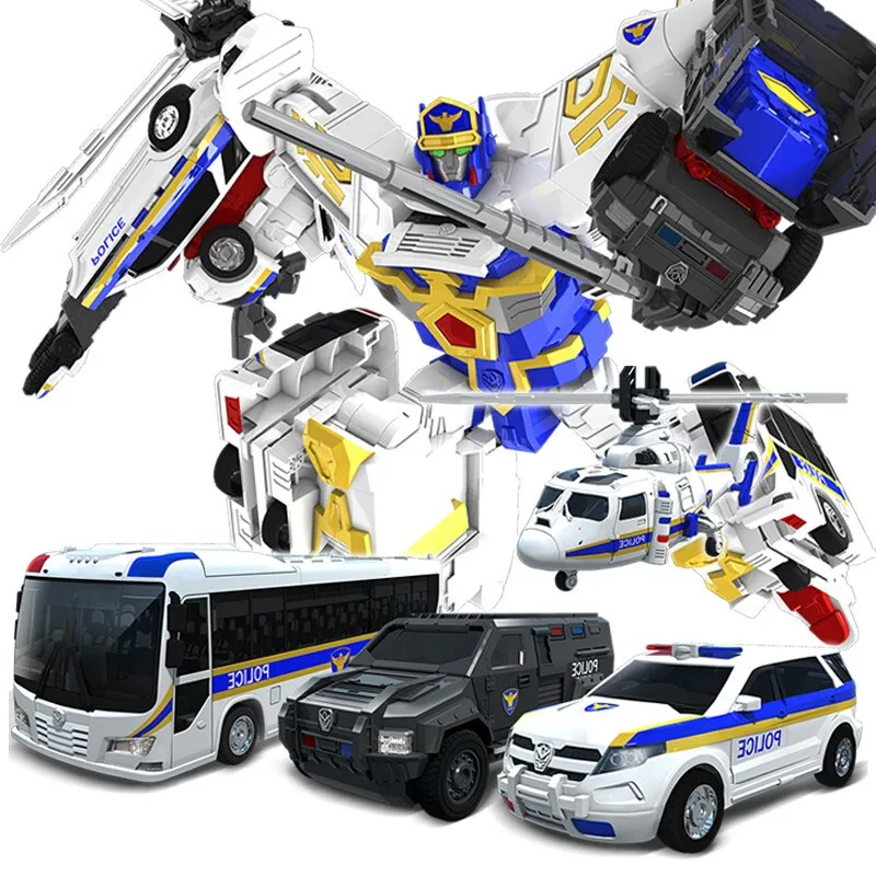 4 IN 1 Hello Carbot Transformation Robot Toys Action Figures Deformation Rescue Car/Fire Truck Airplane Toy for Children Gift