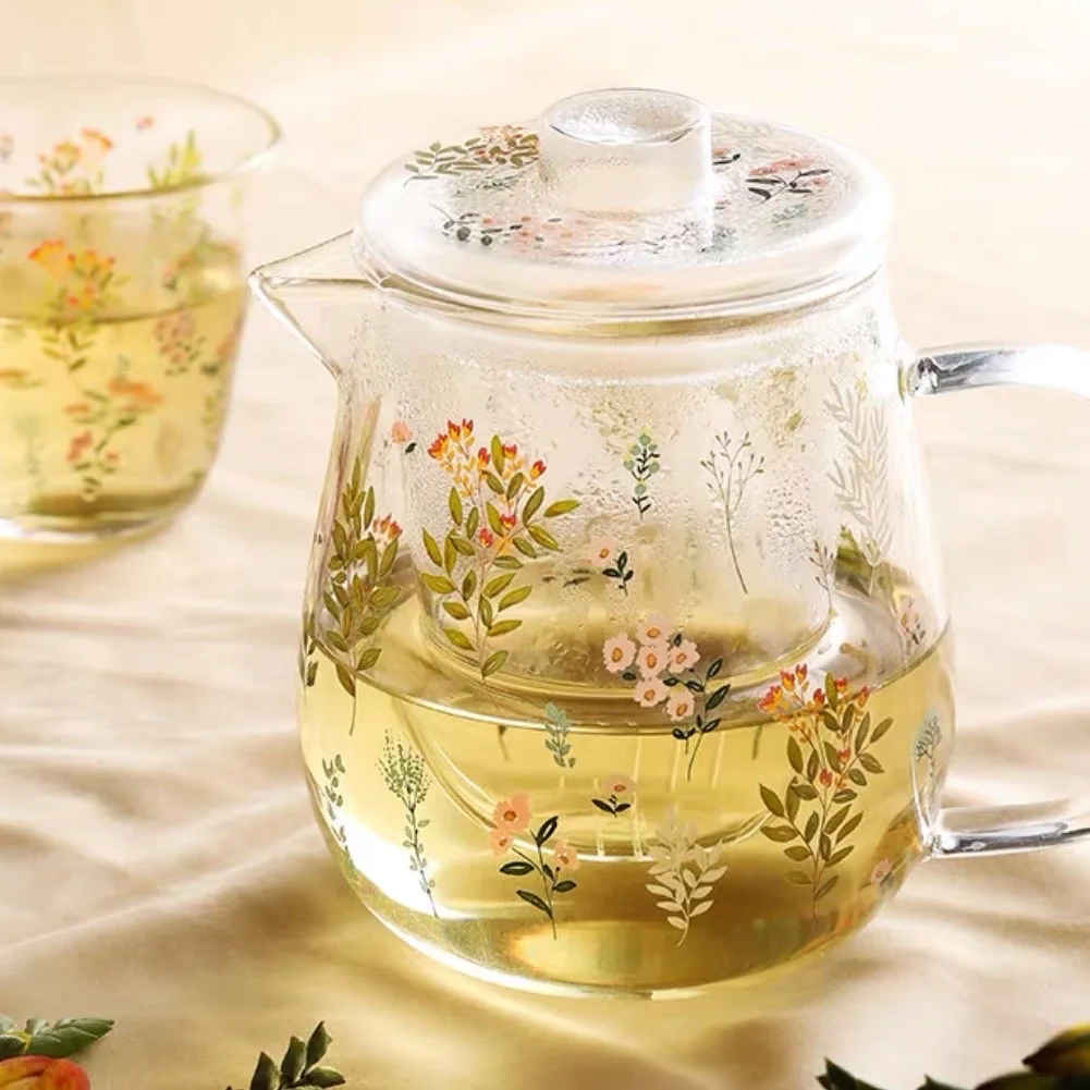 

Teapot Making Tea Glass шнурок для очков High Temperature Resistant Household Set With Filter Fruit Flower Teapot Office