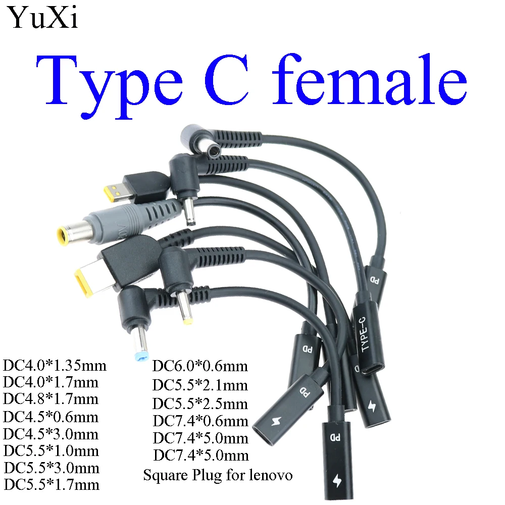 

USB 3.1 Type C USB Female to DC 4.0*1.35mm 7955 5.5*2.5 5521 Sqaure Male Power Charger Adapter Connector Adaptor for lenovo PD